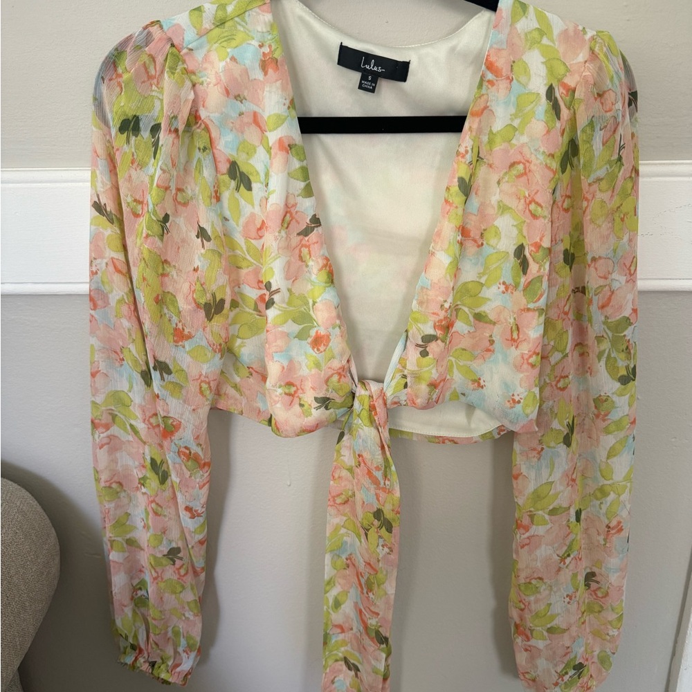 🤍Lulu's Floral Tie-Front Blouse - Multicolor🤍